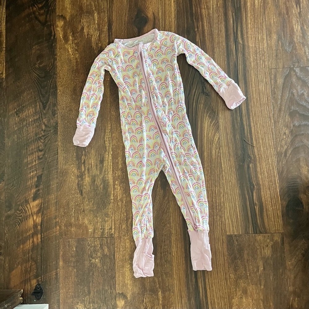 Little Sleepies Zippy Pastel Rainbow Bamboo Sleeper PJs Pajamas Size 12-18M